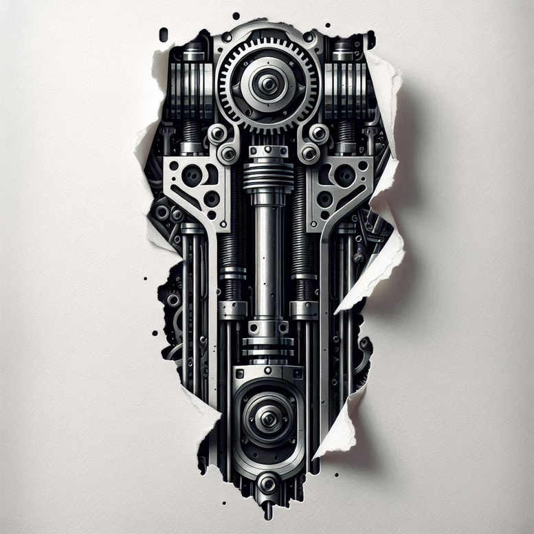 biomechanics tattoo design ideas modern classic mechanical energy for thigh