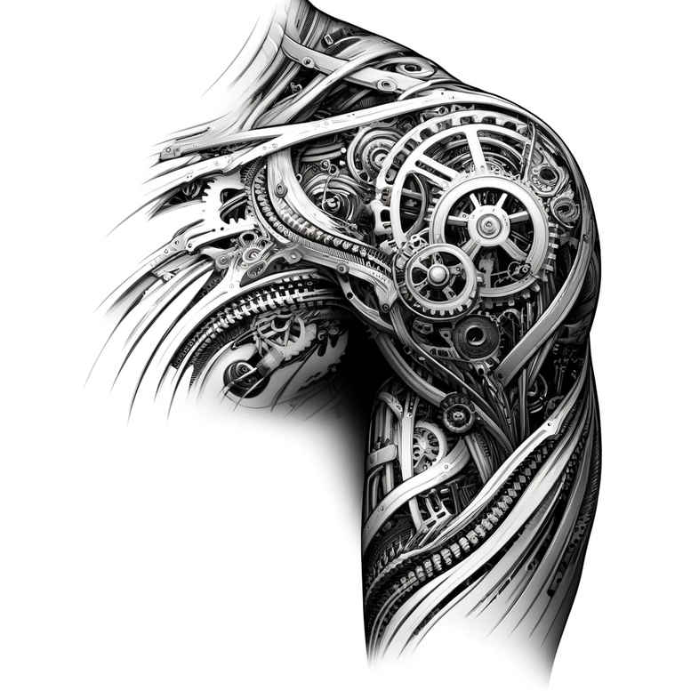 biomechanics tattoo design ideas Realism skin realism mechanical joints embodying resilience