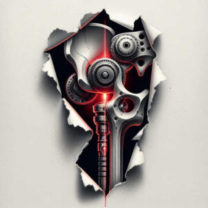 biomechanics tattoo design ideas Surrealism imaginative mechanical joints for thigh