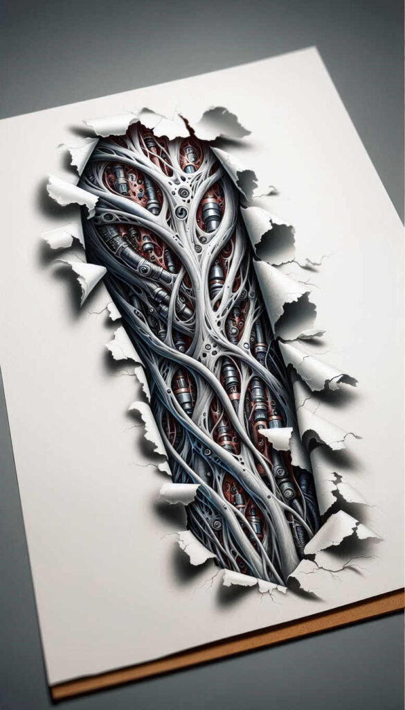 biomechanics tattoo design ideas Realism realistic structure mechanical parts for lower leg