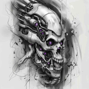 biomechanics tattoo design ideas color overlays mechanical parts resilience and power