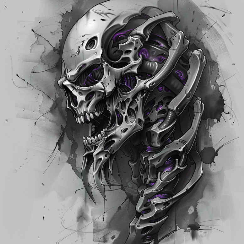 biomechanics tattoo design ideas deep-shading mechanical strength for nape