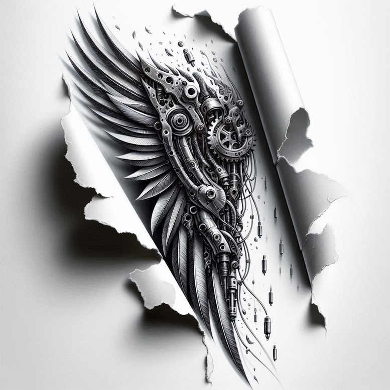 biomechanics tattoo design ideas subtle tone mechanical strength meaning perseverance