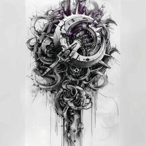 biomechanics tattoo design ideas Realism smooth gradients mechanical strength represents strength