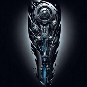 biomechanics tattoo design ideas Surrealism vibrant contrasts mechanical strength stands for strength