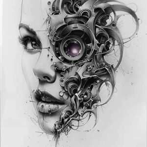 biomechanics tattoo design ideas sharp contrast mechanical synergy for biceps