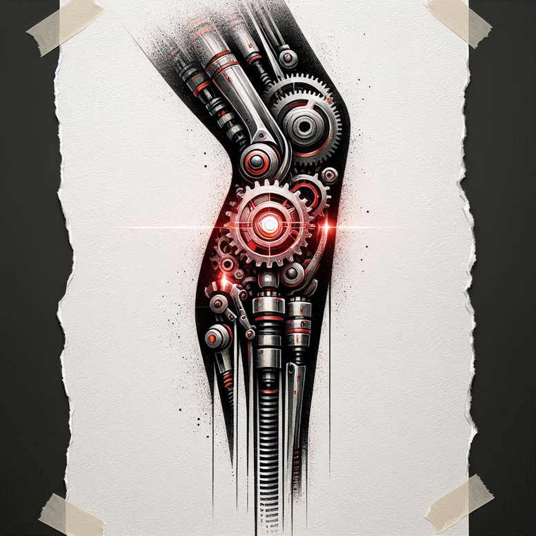 biomechanics tattoo design ideas soft-focus mechanical synergy for knee