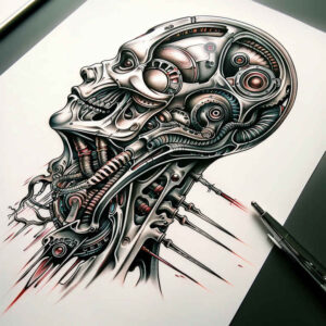 biomechanics tattoo design ideas Realism crisp detail mechanical synergy for shin