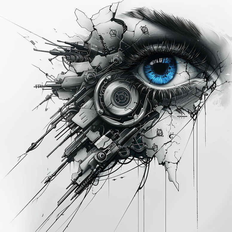 biomechanics tattoo design ideas Realism subtle gradients mechanical synergy for shin