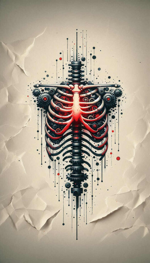 biomechanics tattoo design ideas Realism skin texture mechanical synergy for triceps