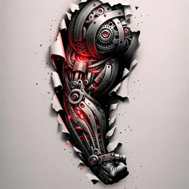biomechanics tattoo design ideas Realism realistic perspective motion dynamics for temple