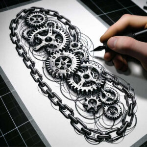 biomechanics tattoo design ideas Realism natural look motor control for back of neck