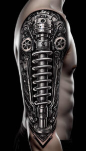biomechanics tattoo design ideas Surrealism hyperreal motor control for inner arm