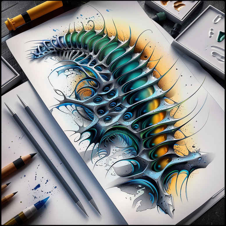 biomechanics tattoo design ideas hyperrealistic motor control represents endurance