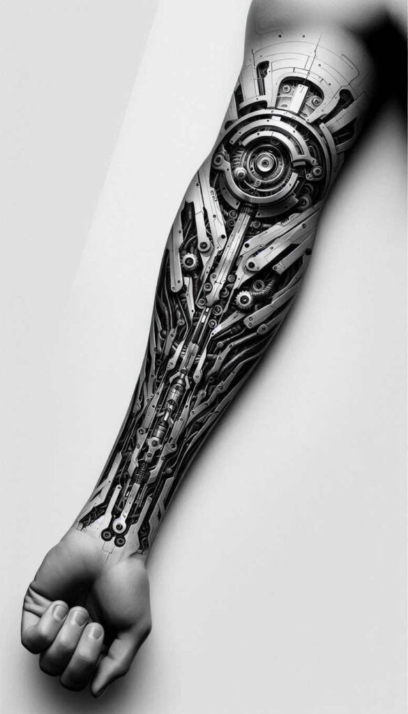 biomechanics tattoo design ideas Surrealism unconscious imagery movement patterns for behind ear