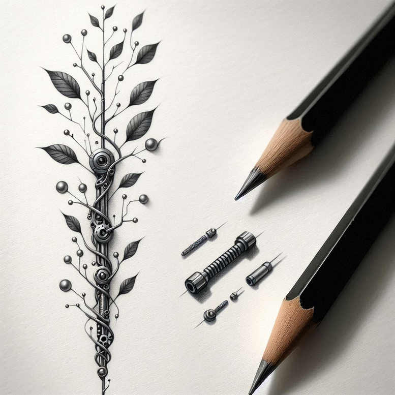biomechanics tattoo design ideas Surrealism fragmentation movement patterns resilience and power