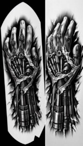 biomechanics tattoo design ideas Surrealism unearthly movement stands for courage