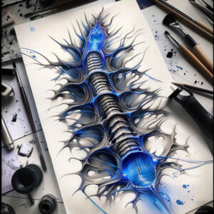 biomechanics tattoo design ideas accent shading muscle detail embodying perseverance