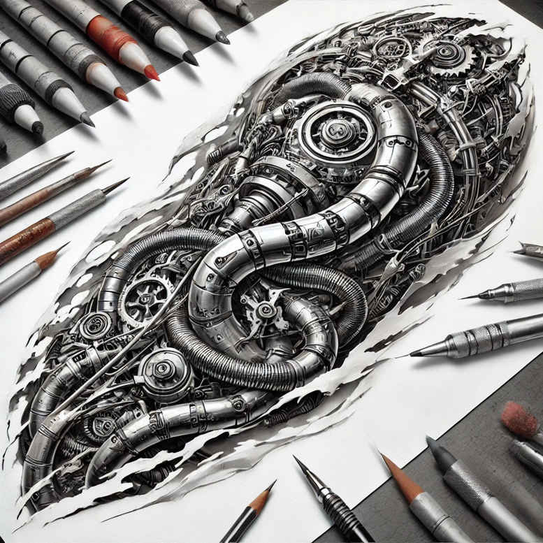 biomechanics tattoo design ideas refined lines muscle fibers for outer arm