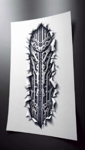 biomechanics tattoo design ideas Realism precise gradient muscle fibers represents endurance