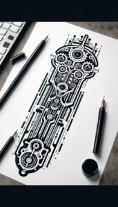 biomechanics tattoo design ideas strong contrast muscle fibers symbolising determination