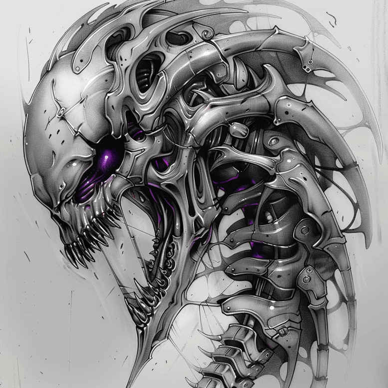biomechanics tattoo design ideas Surrealism ethereal glow muscular structure for full back