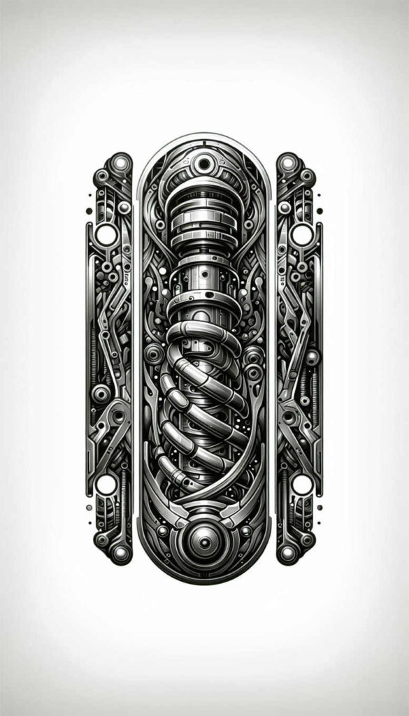 biomechanics tattoo design ideas Neotraditional vivid color muscular structure symbolising resilience