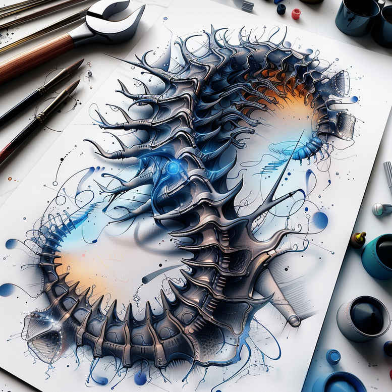 biomechanics tattoo design ideas modern classic organic forms for neck