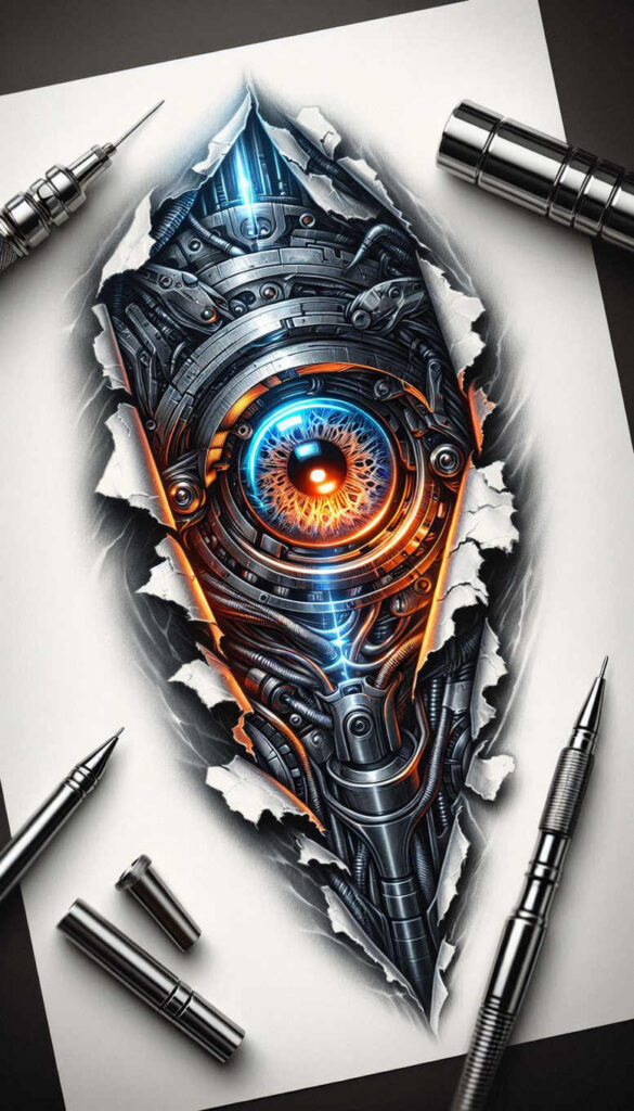 biomechanics tattoo design ideas line-art organic forms shows resilience