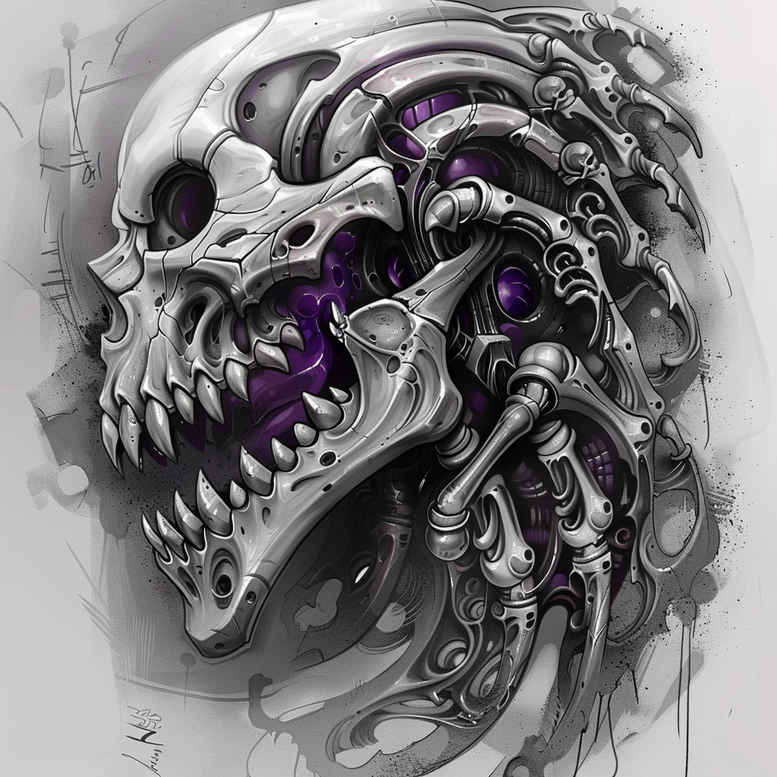 biomechanics tattoo design ideas light play organic-mechanical blend for scapula