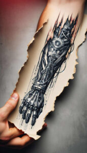 biomechanics tattoo design ideas saturated organic-mechanical blend for sternum