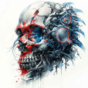 biomechanics tattoo design ideas monochrome organic-mechanical blend shows resilience