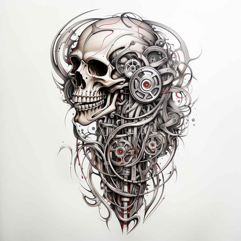 biomechanics tattoo design ideas Realism illusion of depth precision lines embodying courage