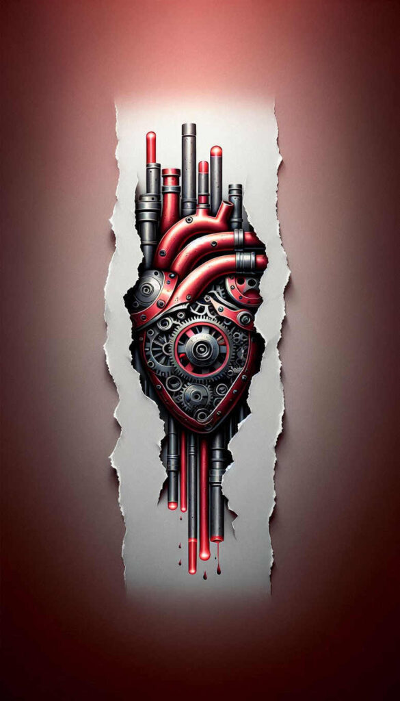 biomechanics tattoo design ideas metallic precision lines embodying endurance