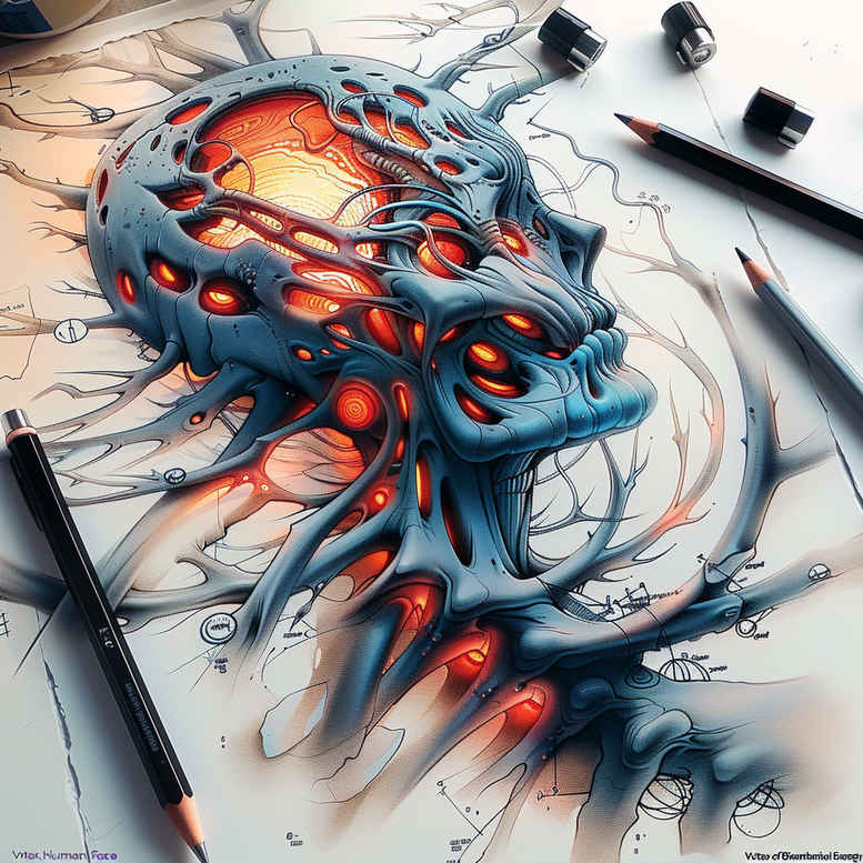 biomechanics tattoo design ideas Surrealism abstract forms realistic muscle for foot