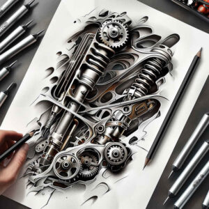 biomechanics tattoo design ideas Realism depth of field realistic muscle represents courage