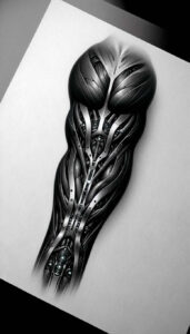 biomechanics tattoo design ideas glossy realistic muscle represents strength