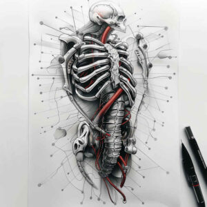 biomechanics tattoo design ideas Surrealism phantasm realistic muscle shows strength