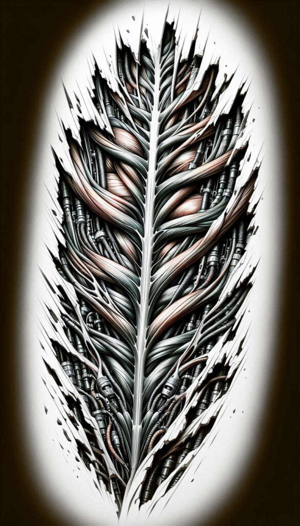 biomechanics tattoo design ideas glowing robotic detail for full back