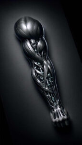 biomechanics tattoo design ideas Surrealism altered reality robotic detail for palm