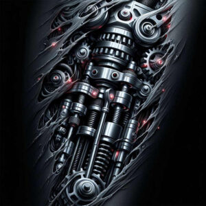 biomechanics tattoo design ideas macro robotic detail for stomach