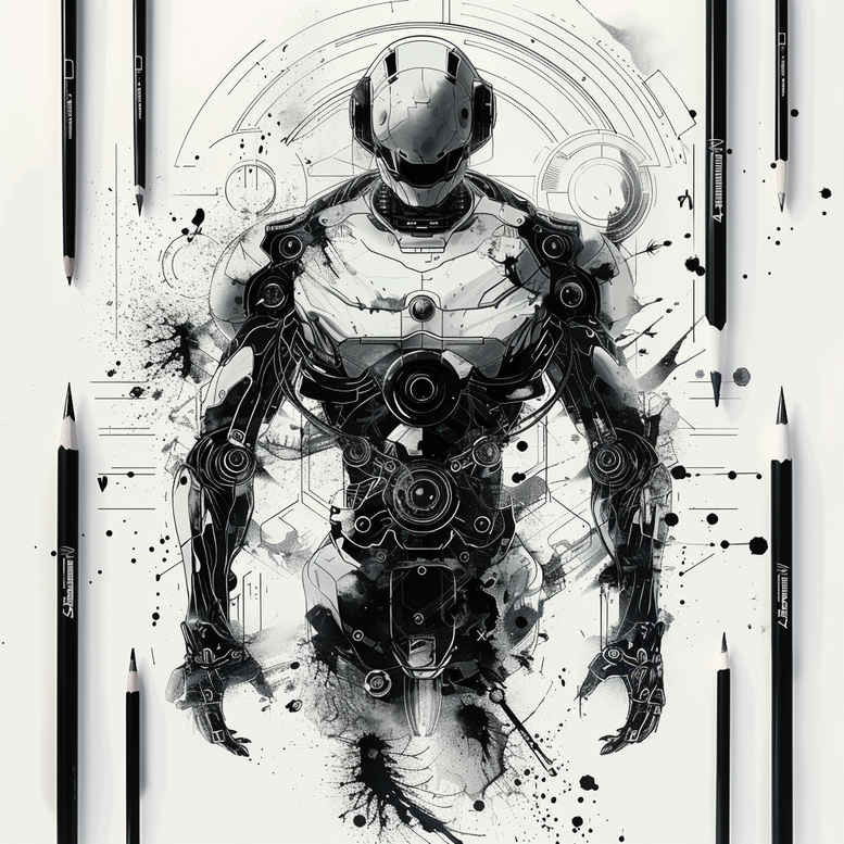 biomechanics tattoo design ideas color depth robotic detail symbolising courage