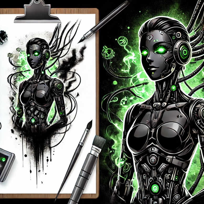 biomechanics tattoo design ideas Realism subtle gradients robotic style for hand