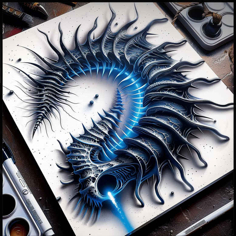 biomechanics tattoo design ideas Surrealism dreamscape robotic style for palm
