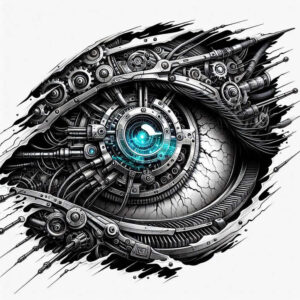 biomechanics tattoo design ideas high-key robotic style for sternum