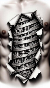 biomechanics tattoo design ideas vivid hues structural design determination and power