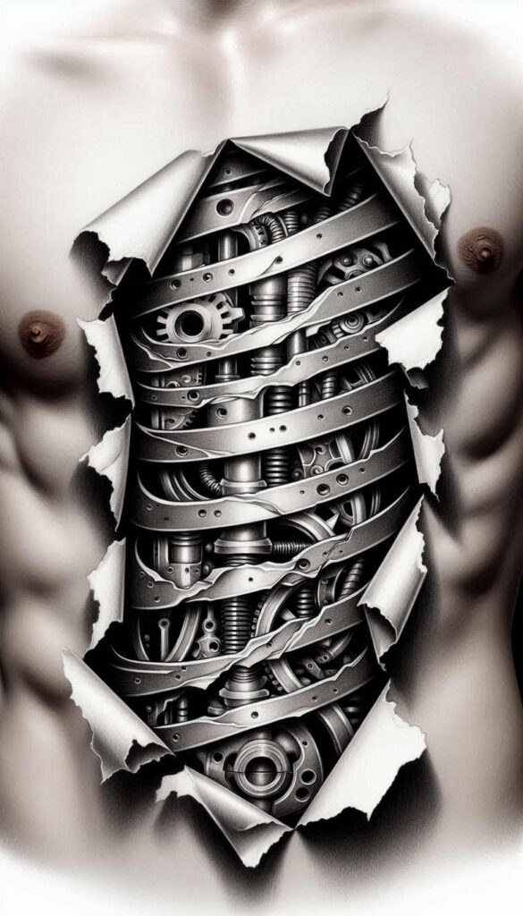 biomechanics tattoo design ideas vivid hues structural design determination and power