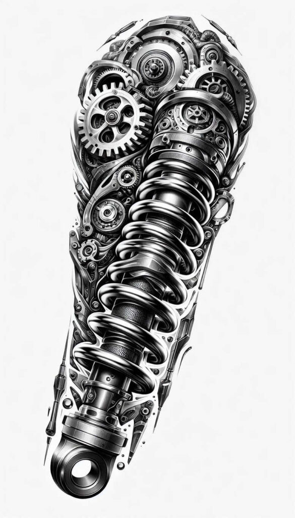 biomechanics tattoo design ideas Neotraditional dynamic color structural design for shoulder