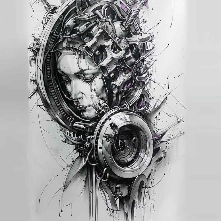 biomechanics tattoo design ideas minimal structural design represents courage