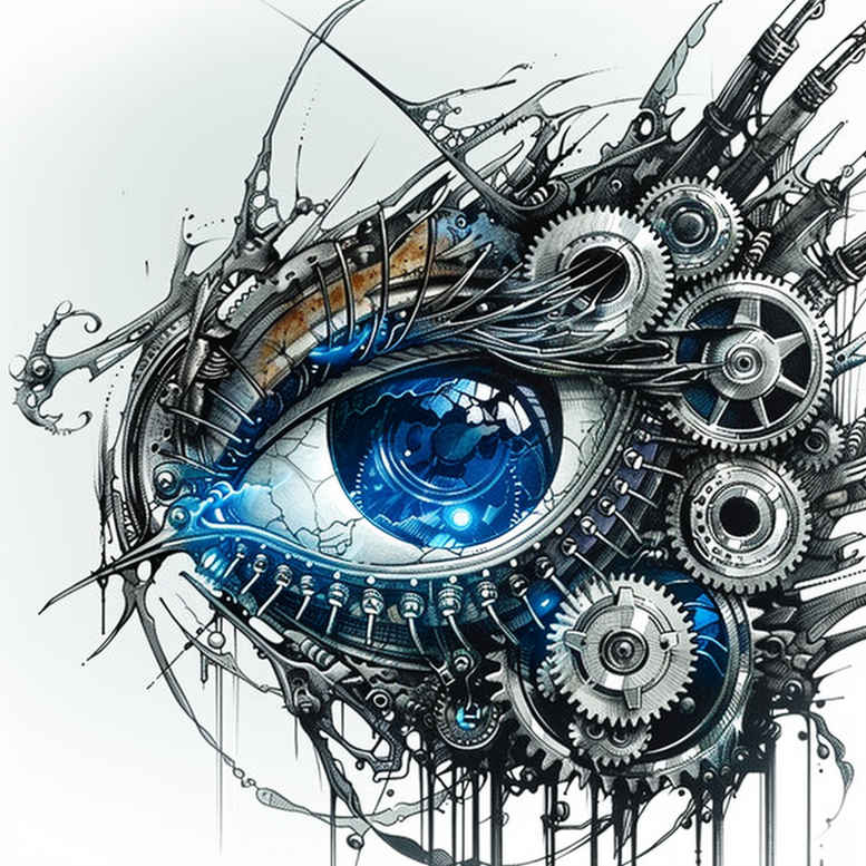 biomechanics tattoo design ideas soft blending technical shading for behind ear